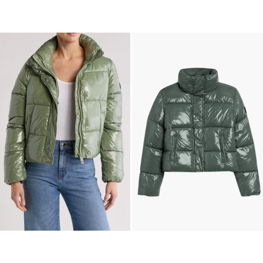 Noize Coco Crop Water Resistant Puffer Jacket in Sage Leaf, Sz XL -- NWT - Picture 4 of 7